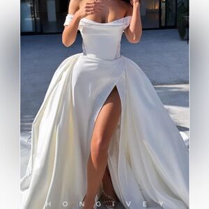 Elegant White Gown with Slit